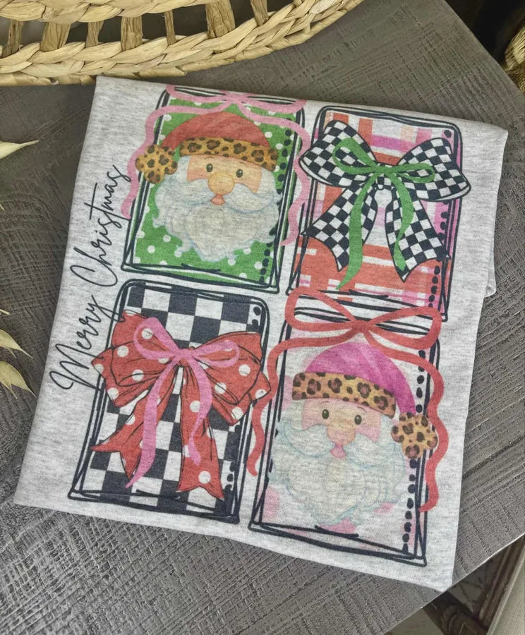 Santa and Bows (Gildan Tee)