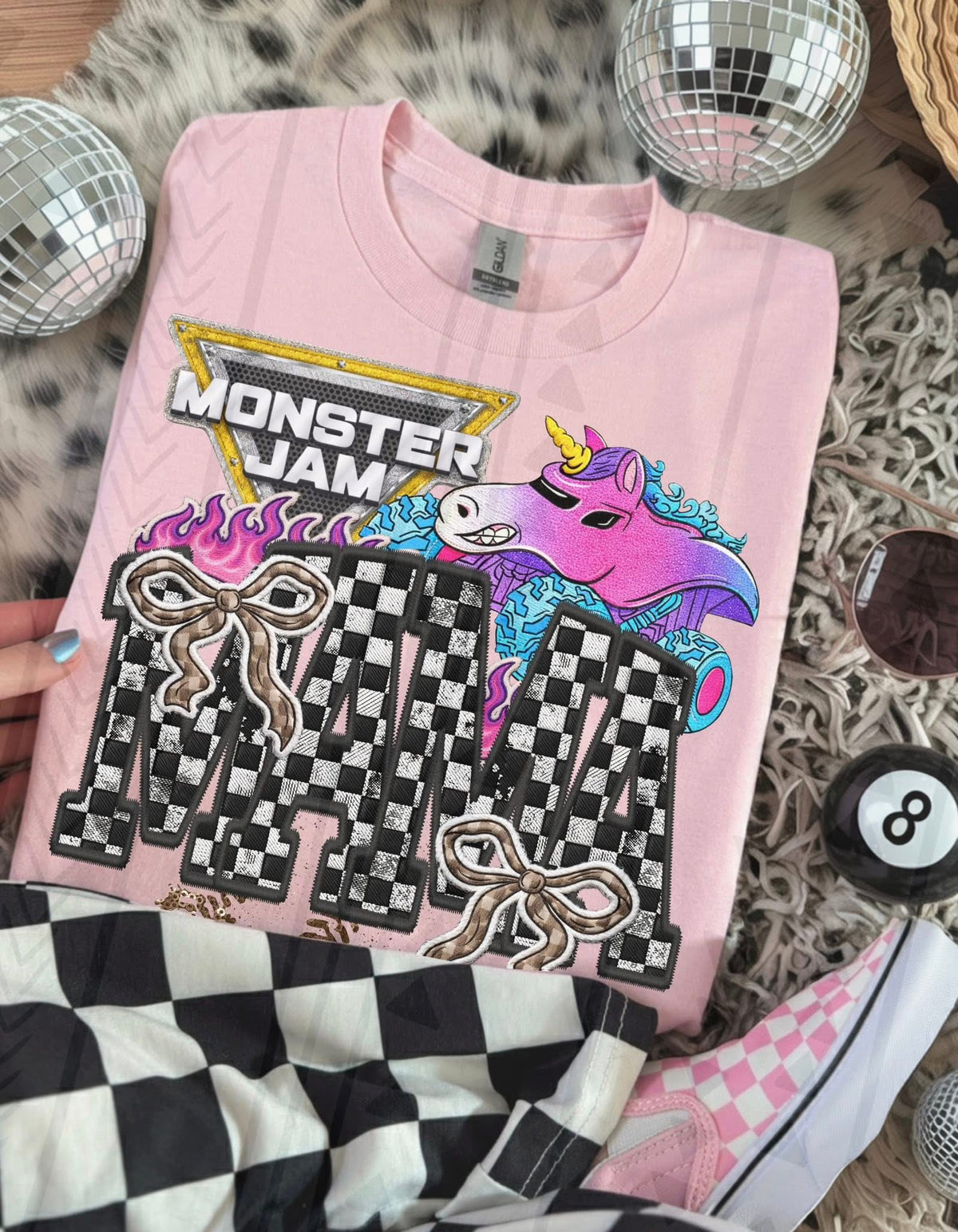 Monster Truck Mama Faux Embroidery Graphic Tee – Racing Mom Shirt – Unisex DTF Print - Pretty Petty Co