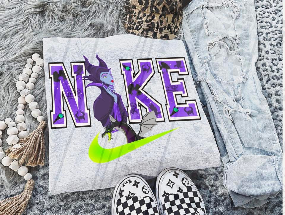 Dark Fairy Villain Graphic Tee – Horned Witch Swoosh Shirt – Gildan Adult & Youth Unisex – DTF Printed Fantasy Shirt