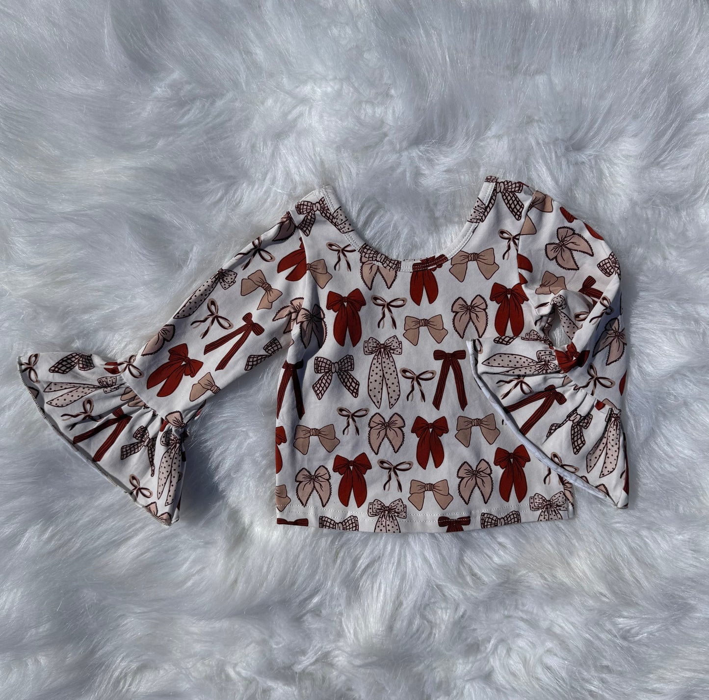 3/6 Months Fall Bows Ruffled Sleeve Top (FINAL SALE)