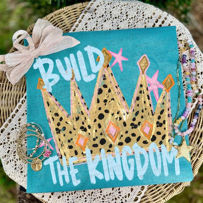 Build the Kingdom Crown Graphic Tee | Leopard Christian Shirt | Trendy Faith Based Graphic T-Shirt