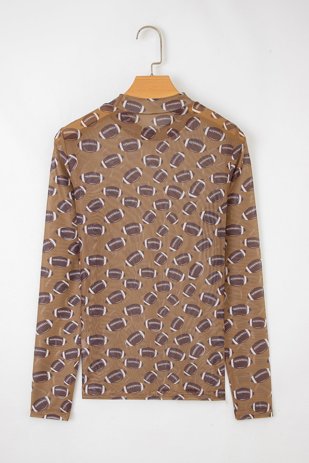 Brown Game Day Football Mesh Sheer Long Sleeve Top - Pretty Petty Co