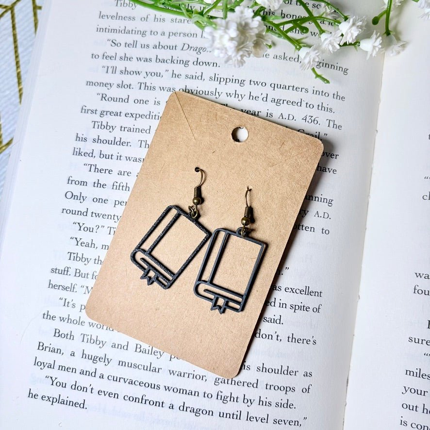 3D Printed Black Books Earrings - Pretty Petty Co