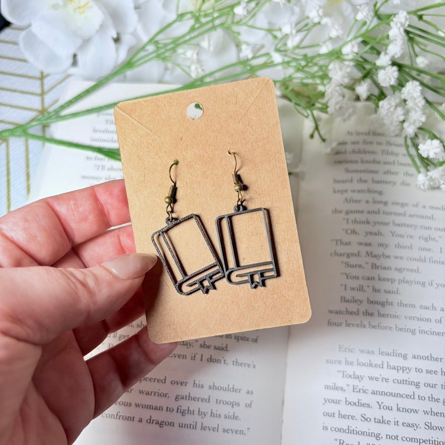 3D Printed Black Books Earrings - Pretty Petty Co