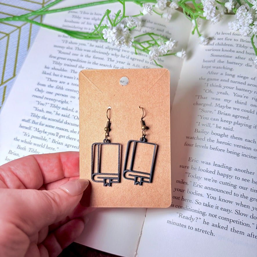 3D Printed Black Books Earrings - Pretty Petty Co
