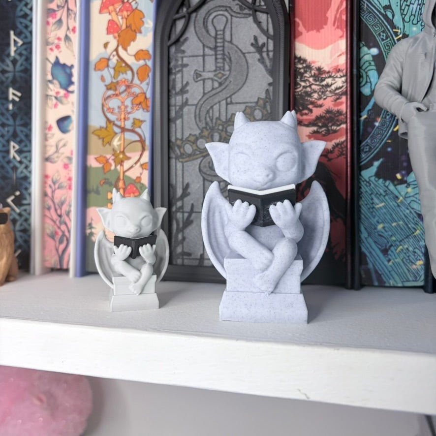 3d Printed Cute Gargoyle Reading a Book Bookshelf Decor - Pretty Petty Co