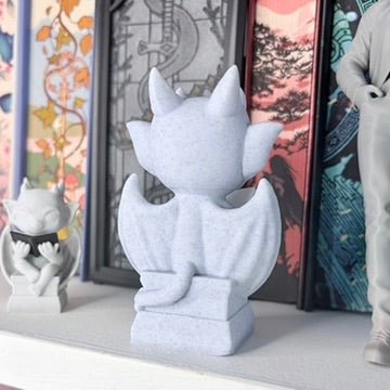 3d Printed Cute Gargoyle Reading a Book Bookshelf Decor - Pretty Petty Co