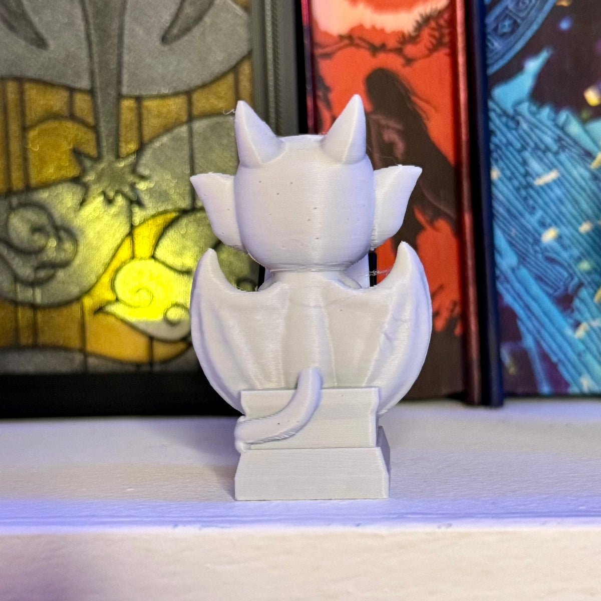 3d Printed Cute Gargoyle Reading a Book Bookshelf Decor - Pretty Petty Co