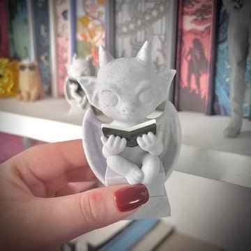 3d Printed Cute Gargoyle Reading a Book Bookshelf Decor - Pretty Petty Co