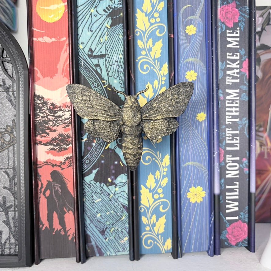 3d Printed Moth Book Spine Hugger Bookshelf Decor - Pretty Petty Co