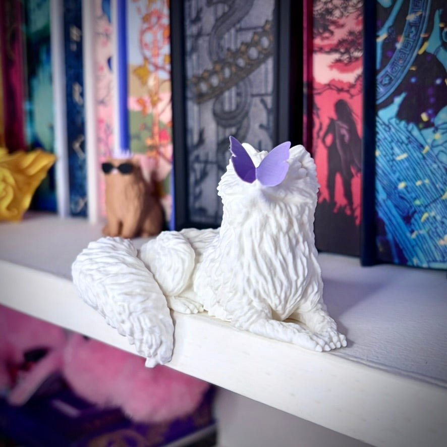 3d Printed Perchling Fox with Butterfly Bookshelf Decor - Pretty Petty Co
