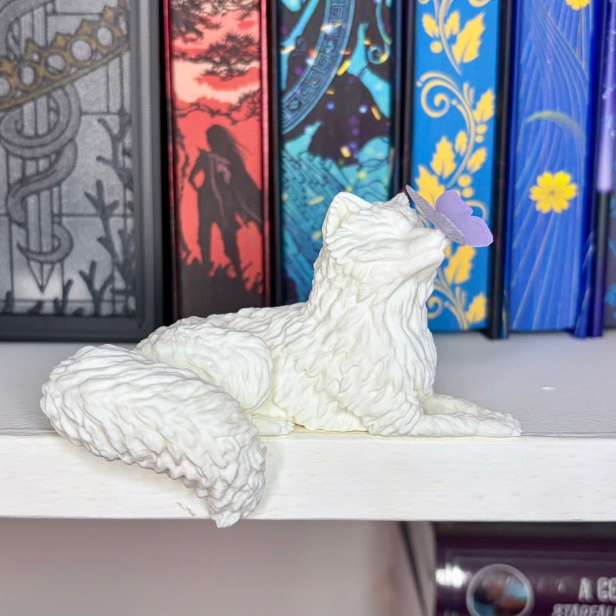 3d Printed Perchling Fox with Butterfly Bookshelf Decor - Pretty Petty Co
