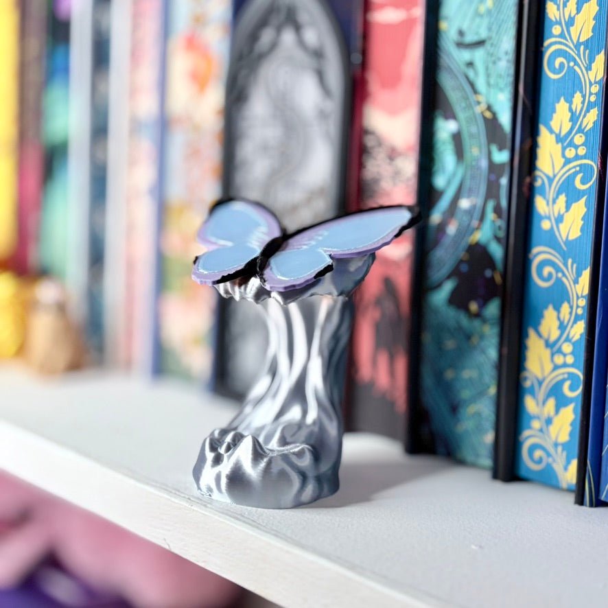 3d Printed Quicksilver Butterfly Bookshelf Decor - Pretty Petty Co