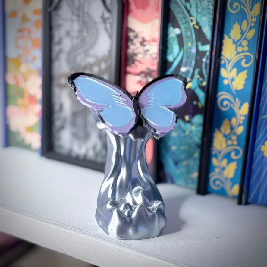 3d Printed Quicksilver Butterfly Bookshelf Decor - Pretty Petty Co