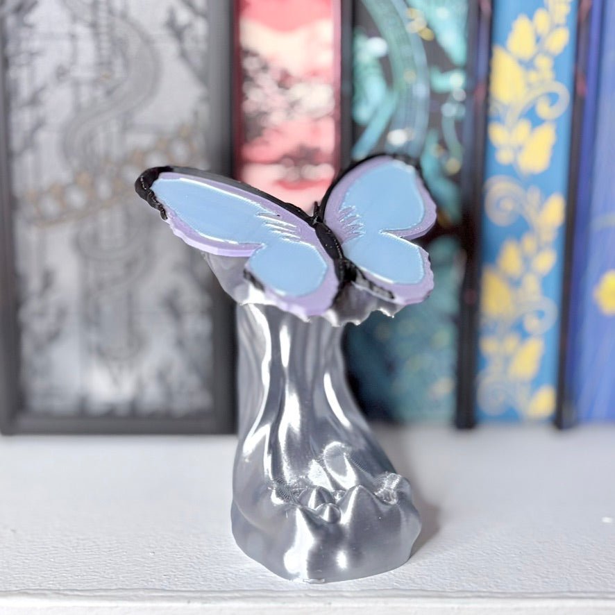 3d Printed Quicksilver Butterfly Bookshelf Decor - Pretty Petty Co
