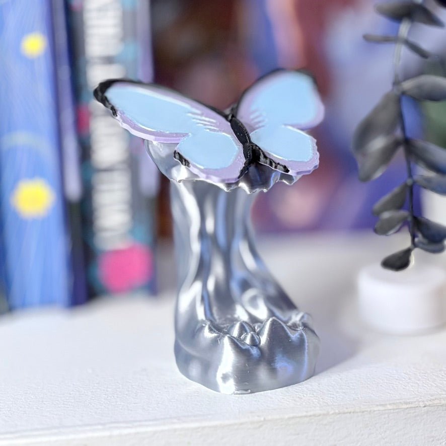3d Printed Quicksilver Butterfly Bookshelf Decor - Pretty Petty Co