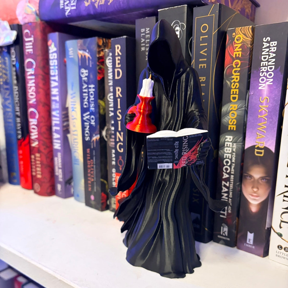 3D Printed Reaper Reading a Book  – Customizable Bookish Decor - Pretty Petty Co