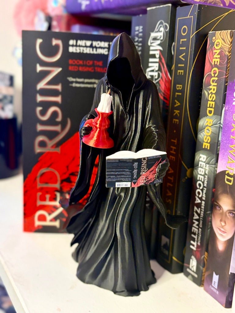 3D Printed Reaper Reading a Book  – Customizable Bookish Decor - Pretty Petty Co