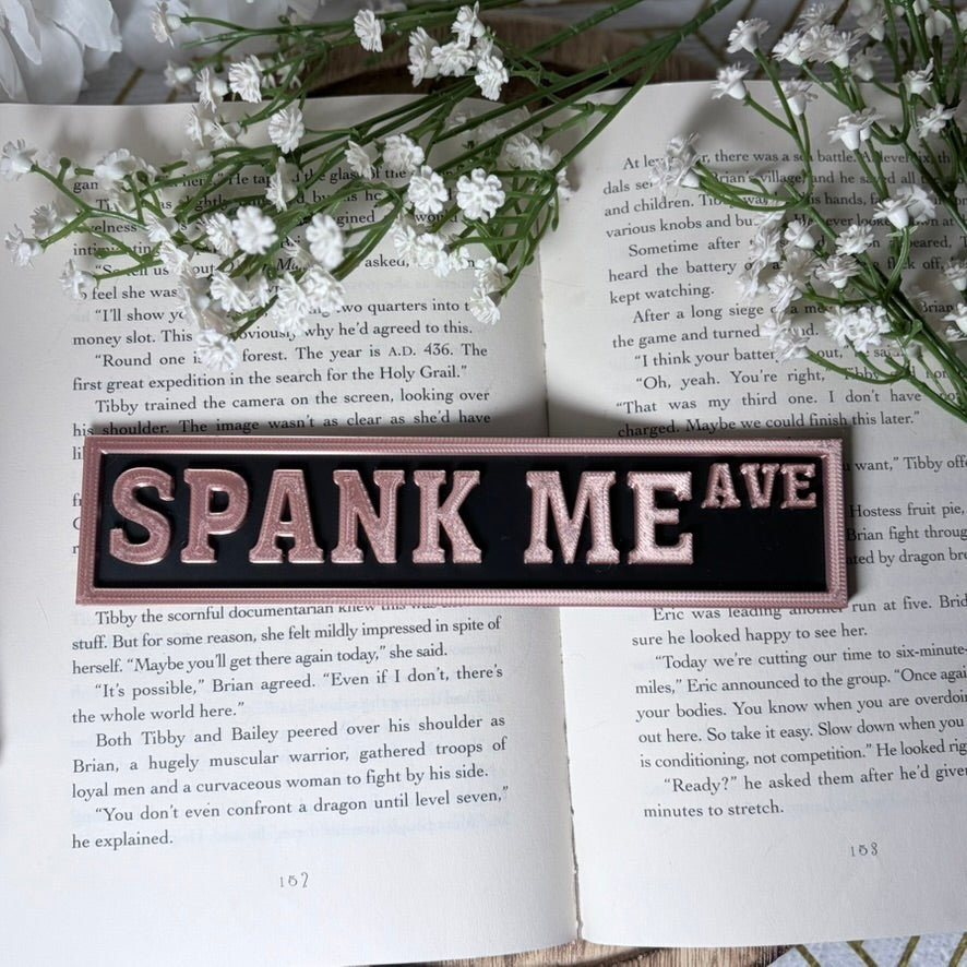 3d Printed Shelf Sign - Spank Me Ave - Pretty Petty Co