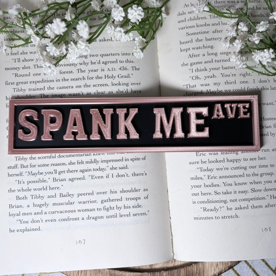 3d Printed Shelf Sign - Spank Me Ave - Pretty Petty Co