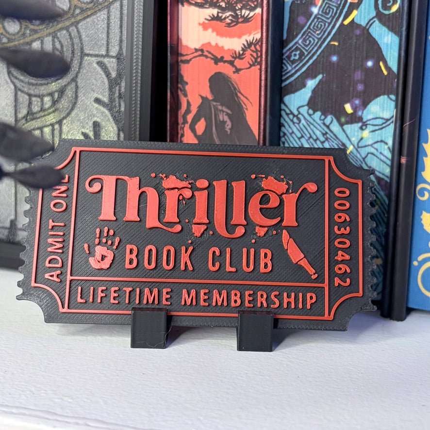 3d Printed Shelf Trope Ticket - Thriller Book Club - Pretty Petty Co