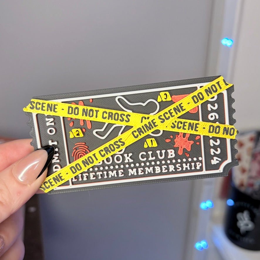 3d Printed Shelf Trope Ticket - True Crime Book Club - Pretty Petty Co