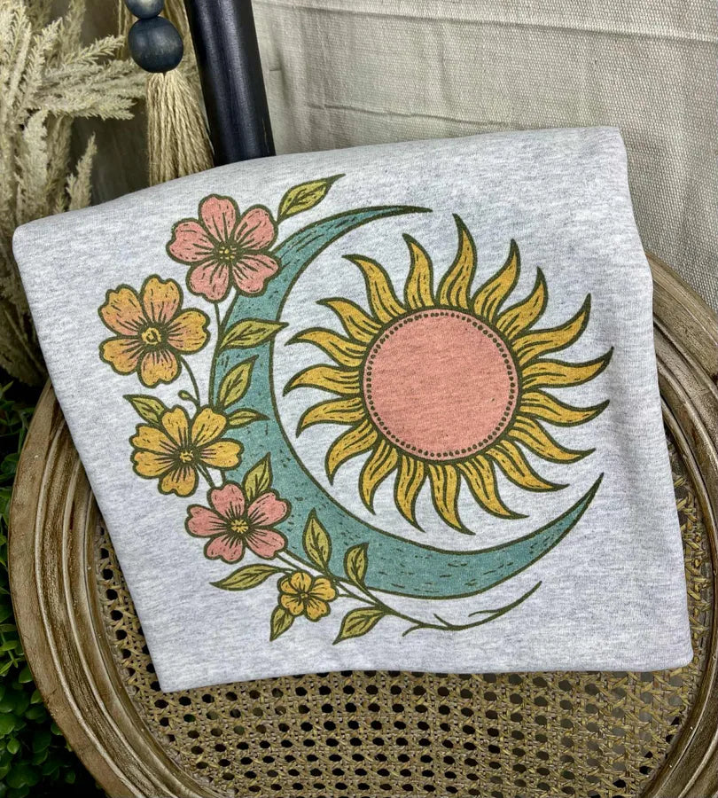 Floral Sun and Moon (Gildan Tee) - Pretty Petty Co