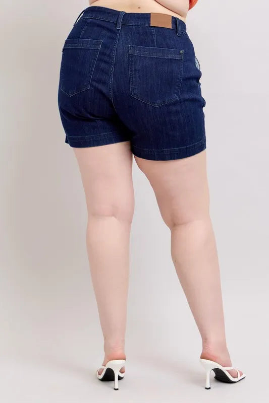 Judy Blue Full Size High Waist Denim Shorts Plus Size - Pretty Petty Co