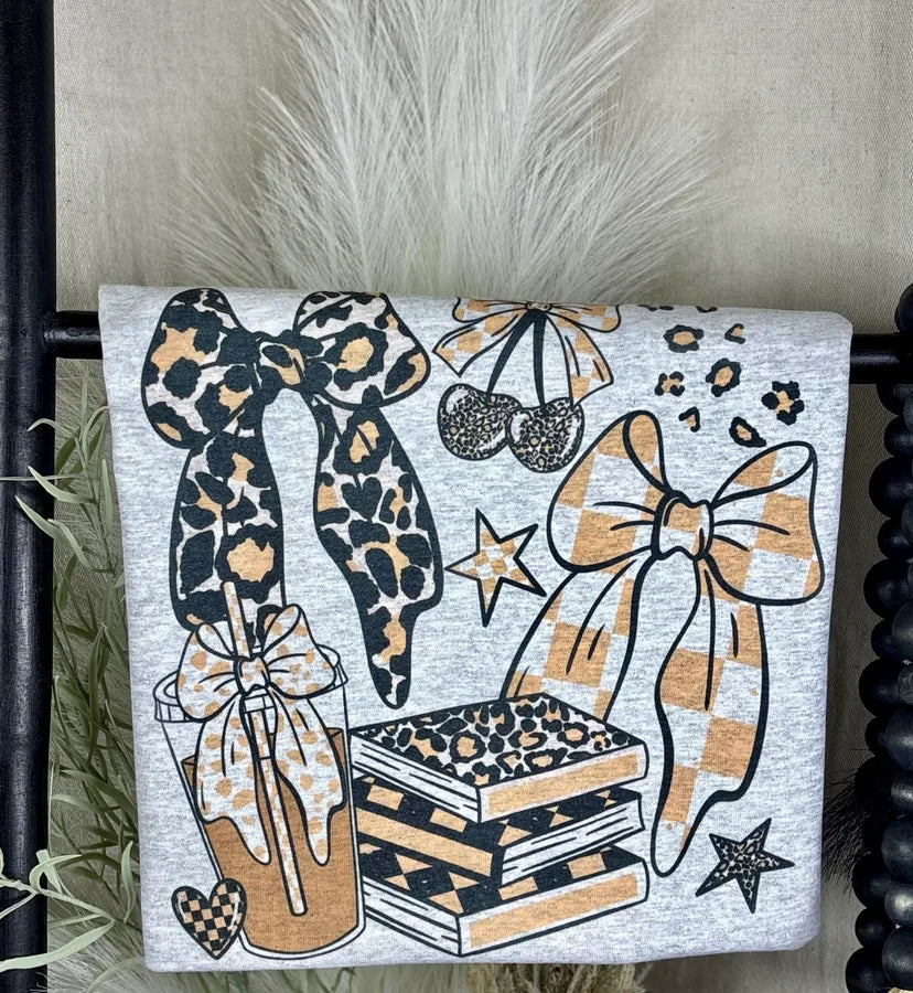 Books Coffee Bows (Gildan Tee) - Pretty Petty Co