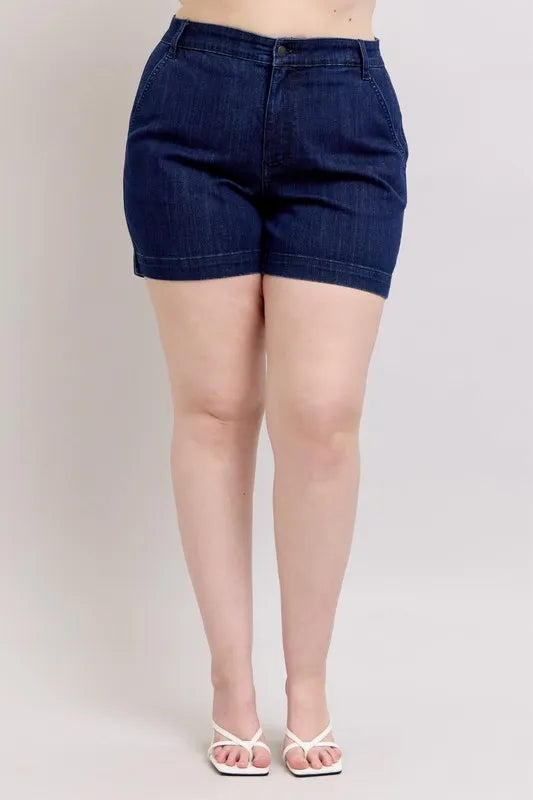 Judy Blue Full Size High Waist Denim Shorts Plus Size - Pretty Petty Co