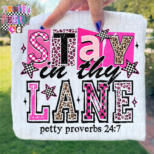 Petty Proverbs Graphic Tee – Stay in Thy Lane Shirt for Women