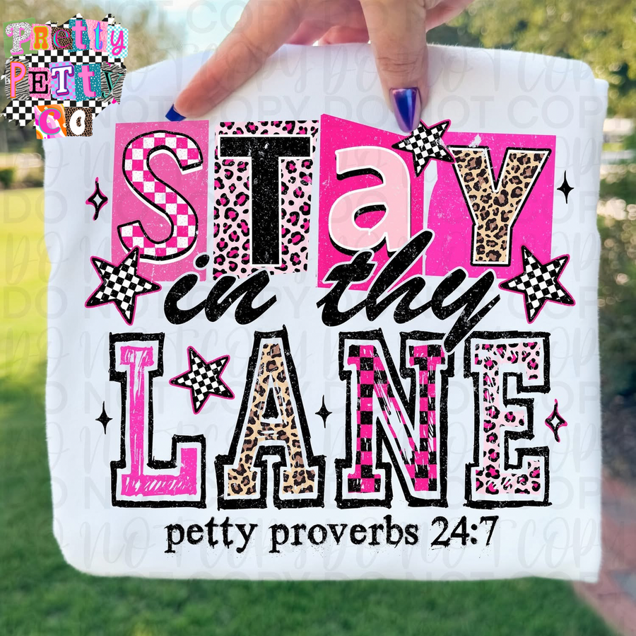 Petty Proverbs Graphic Tee – Stay in Thy Lane Shirt for Women - Pretty Petty Co