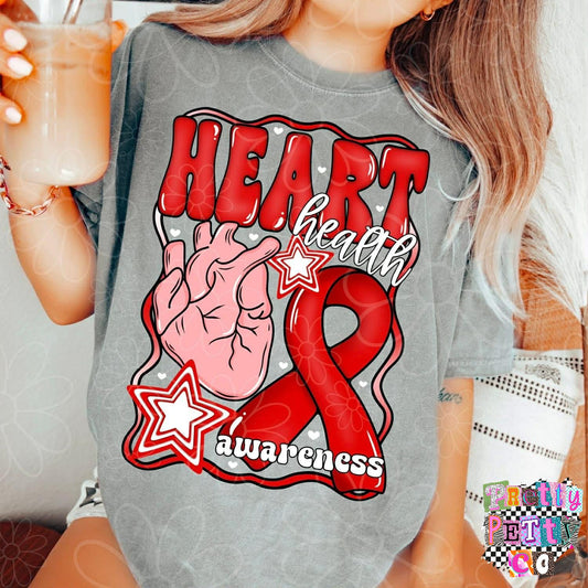 Heart Health Awareness Shirt | Ribbon Graphic Tee | Support Heart Health T-Shirt