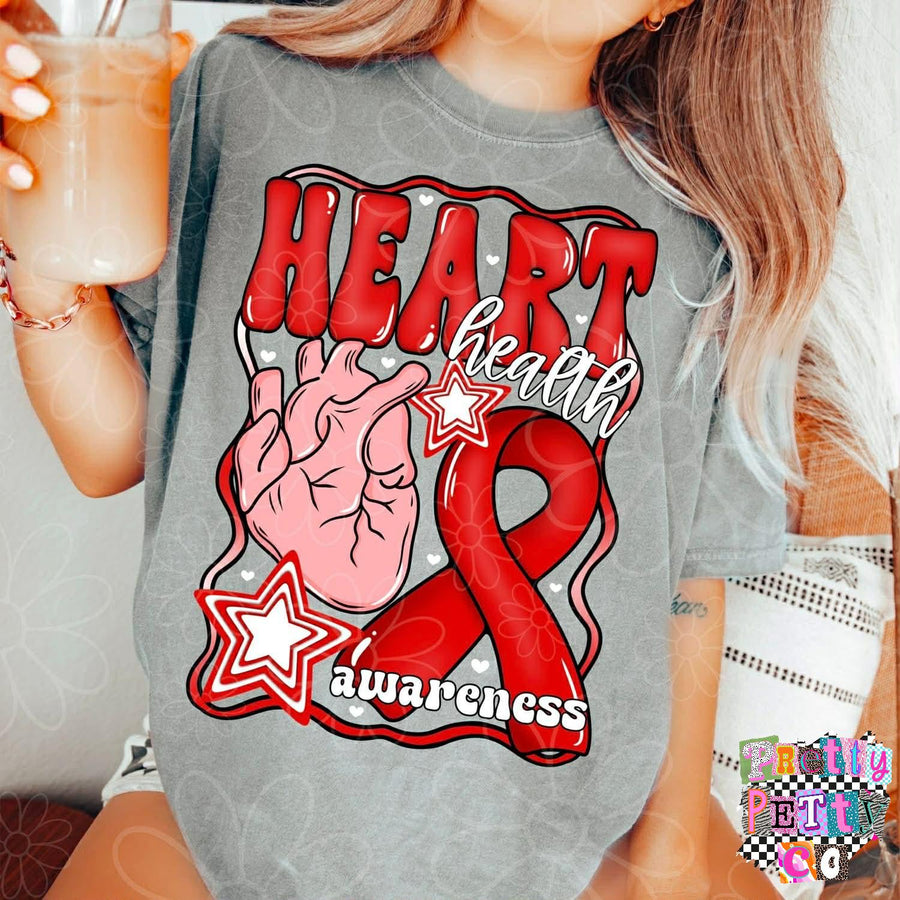 Heart Health Awareness Shirt | Ribbon Graphic Tee | Support Heart Health T-Shirt - Pretty Petty Co