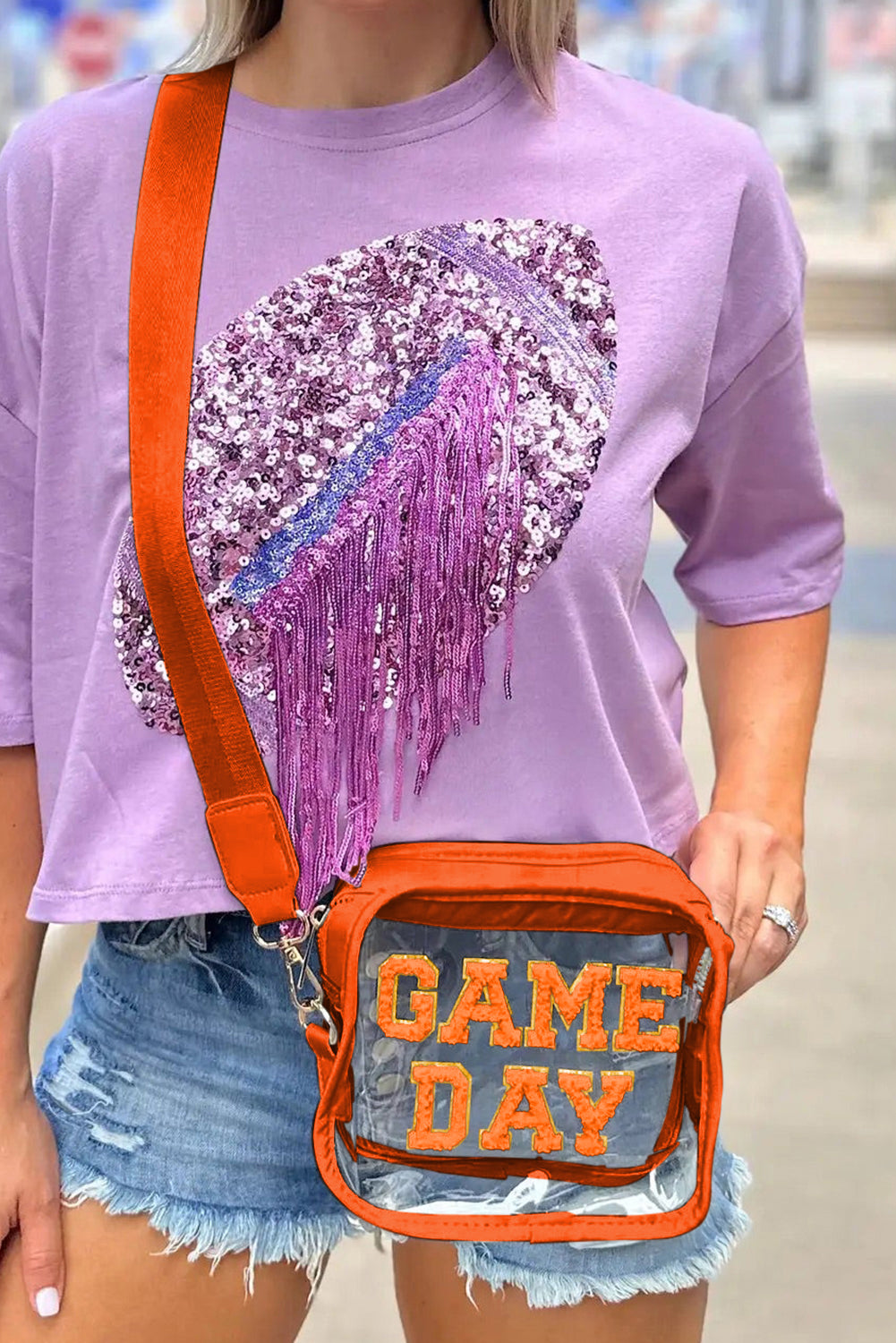 Black Chenille GAME DAY Pattern Clear Bag - Pretty Petty Co