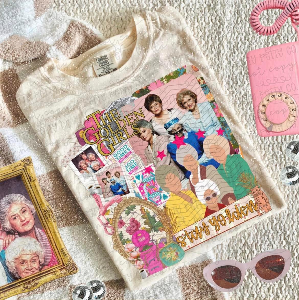 Stay Golden Graphic Tee | Retro TV Inspired Collage Shirt | Vintage Best Friends T-Shirt