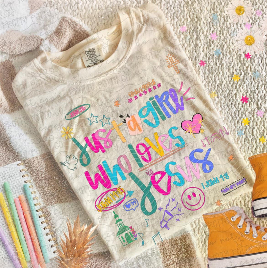 Just a Girl Who Loves Jesus Shirt, Christian Faith Graphic Tee, Cute Inspirational Worship T Shirt - Pretty Petty Co