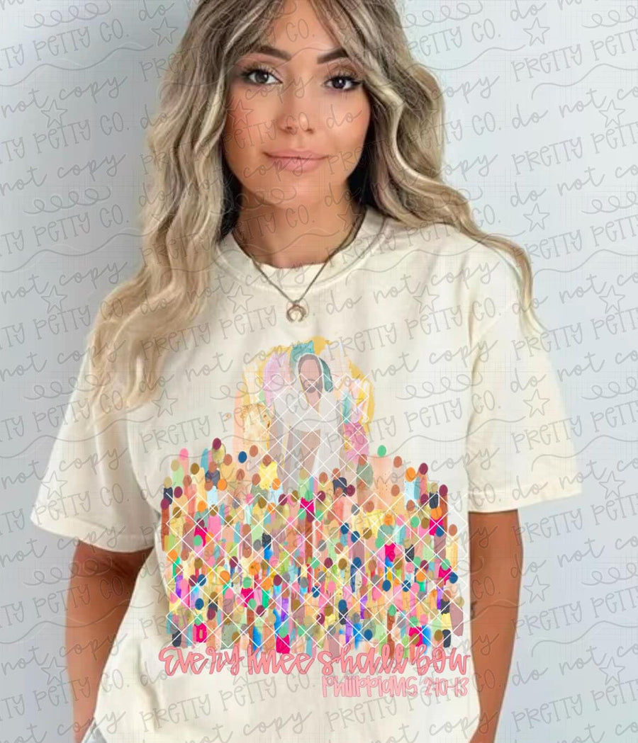 Every Knee Shall Bow Shirt, Christian Worship Scripture Tee, Faith Based Inspirational Graphic T Shirt - Pretty Petty Co