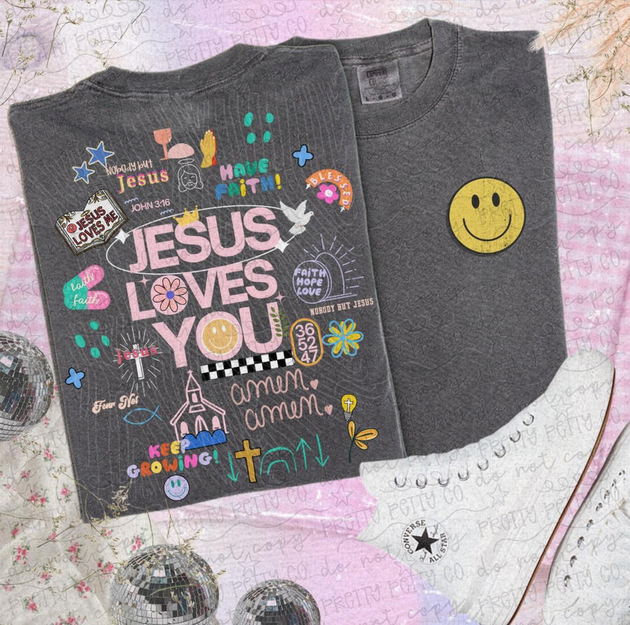 Jesus Loves You Shirt, Christian Faith Graphic Tee, Inspirational Minimal Worship T Shirt - Pretty Petty Co