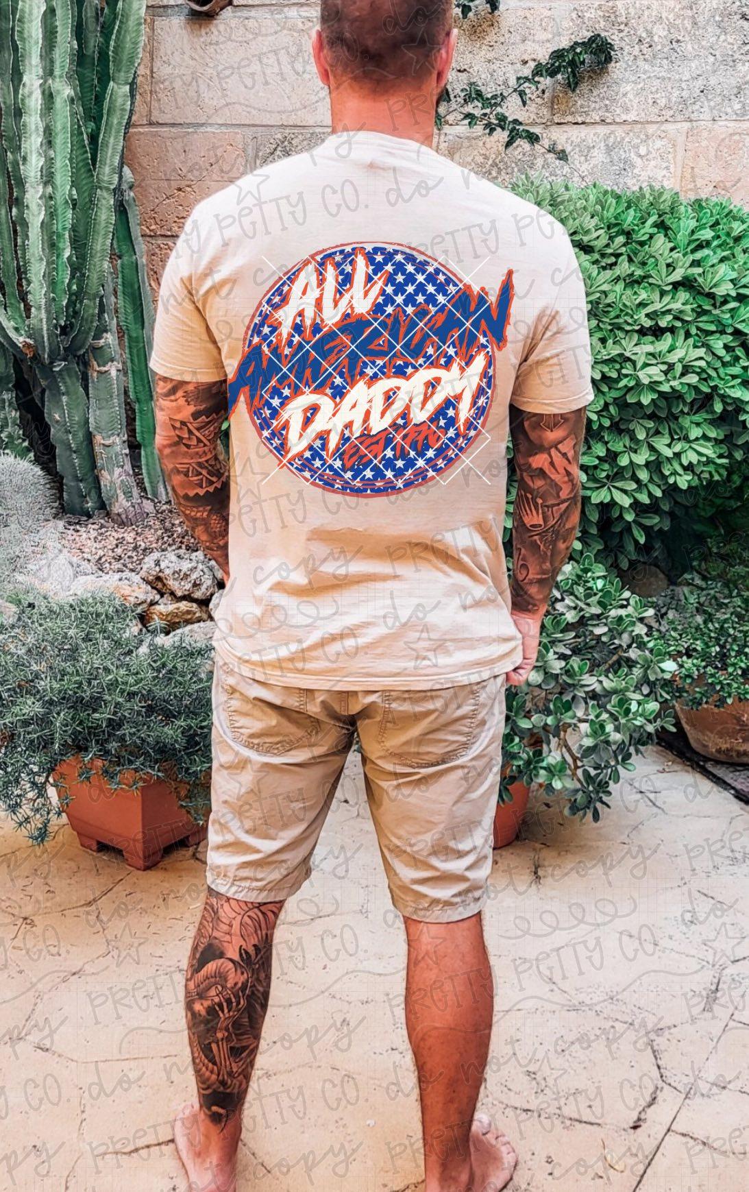 All American Daddy Shirt, Patriotic Father Tee, Rugged Country Dad Graphic T Shirt - Pretty Petty Co