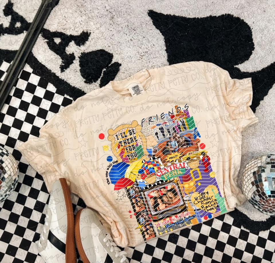 Friends TV Show Collage Graphic Tee | Retro 90s Sitcom Inspired Shirt | Vintage Friendship T-Shirt