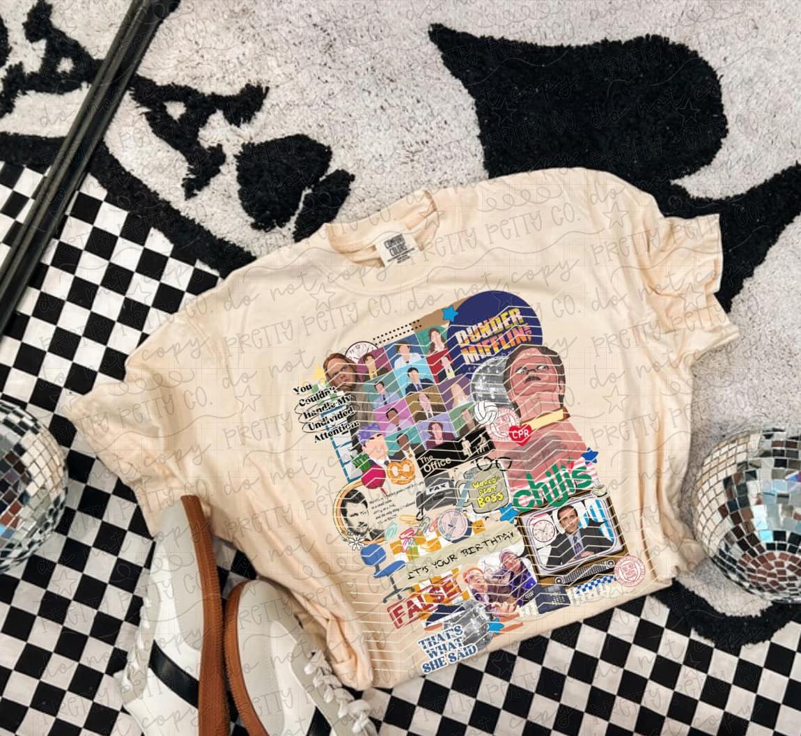 The Office TV Show Collage Graphic Tee | Retro Sitcom Inspired Shirt | Funny Workplace T-Shirt