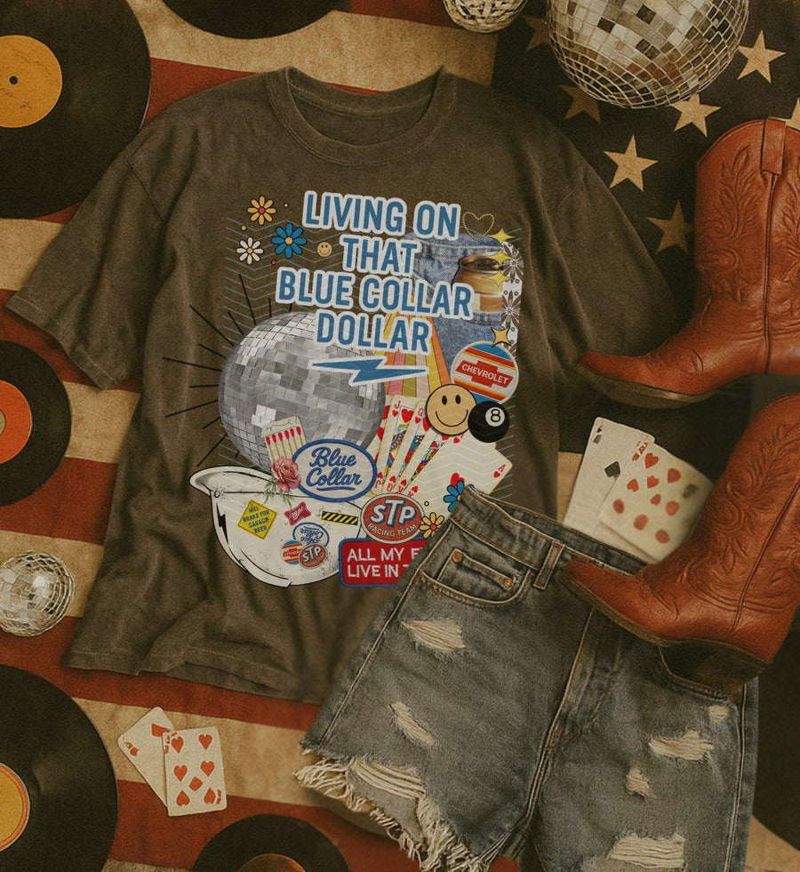 Blue Collar Collage Graphic Tee | Vintage Workwear Country Shirt | Hard Work Lifestyle Inspired Unisex T-Shirt - Pretty Petty Co