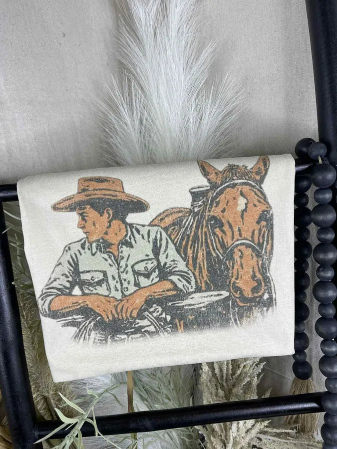 Cowboy and his horse (Gildan Tee) - Pretty Petty Co