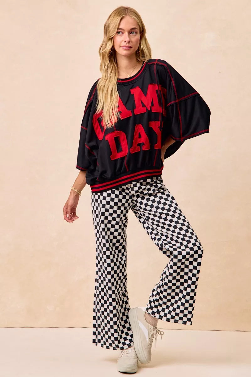 BiBi Gameday Theme Checkered Printed Pants - Pretty Petty Co