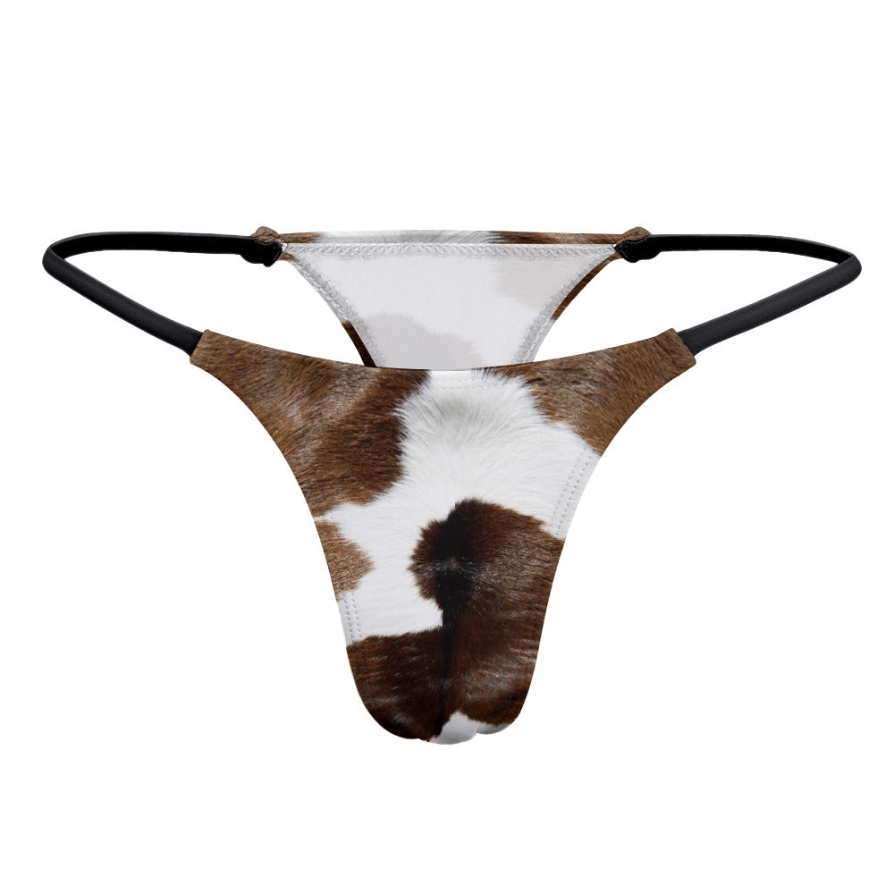 Cow Print Yoga Thong - Pretty Petty Co