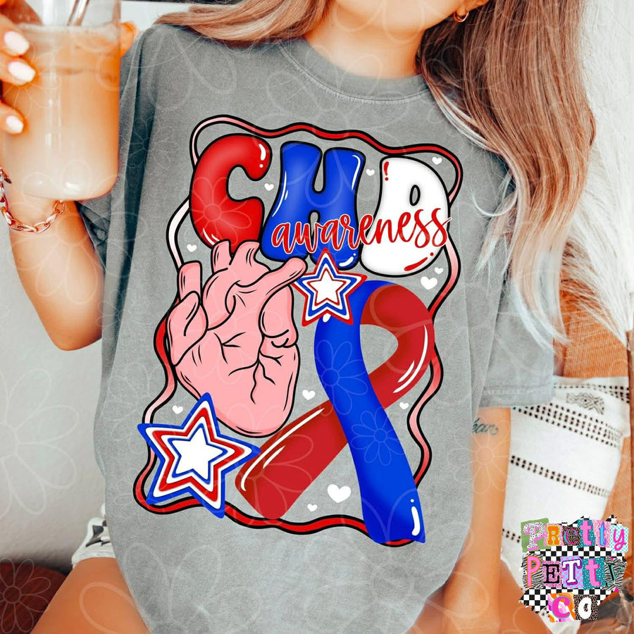 CHD Awareness Shirt | Congenital Heart Defect Ribbon Graphic Tee | Support Awareness T-Shirt - Pretty Petty Co