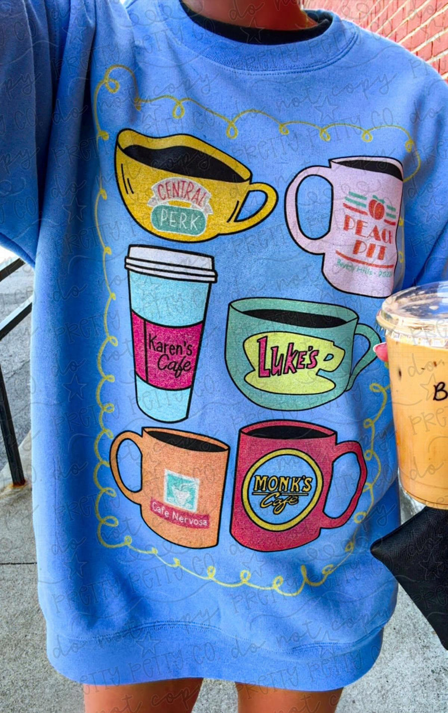 Retro TV Café Sweatshirt – Central Perk, Luke’s, Peach Pit – Cozy Fall Coffee Crewneck