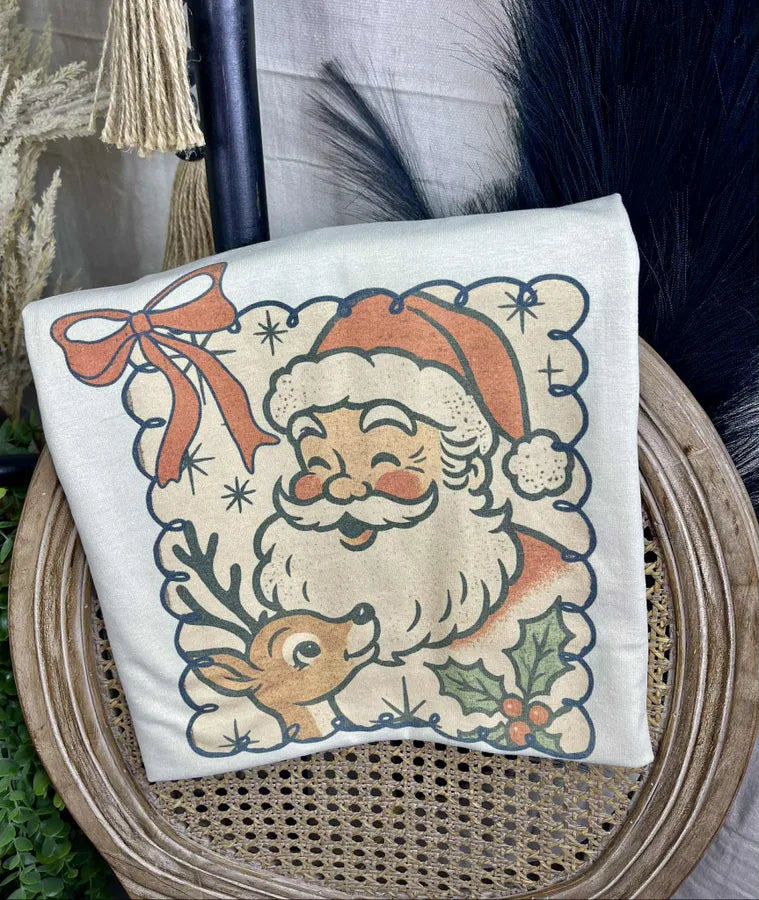 Santa and reindeer (Gildan Tee)