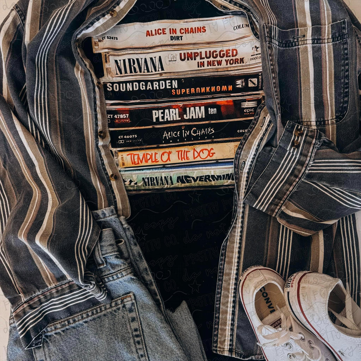 90s Rock Cassette Graphic Tee – Vintage Grunge Band Shirt – Retro Music Style